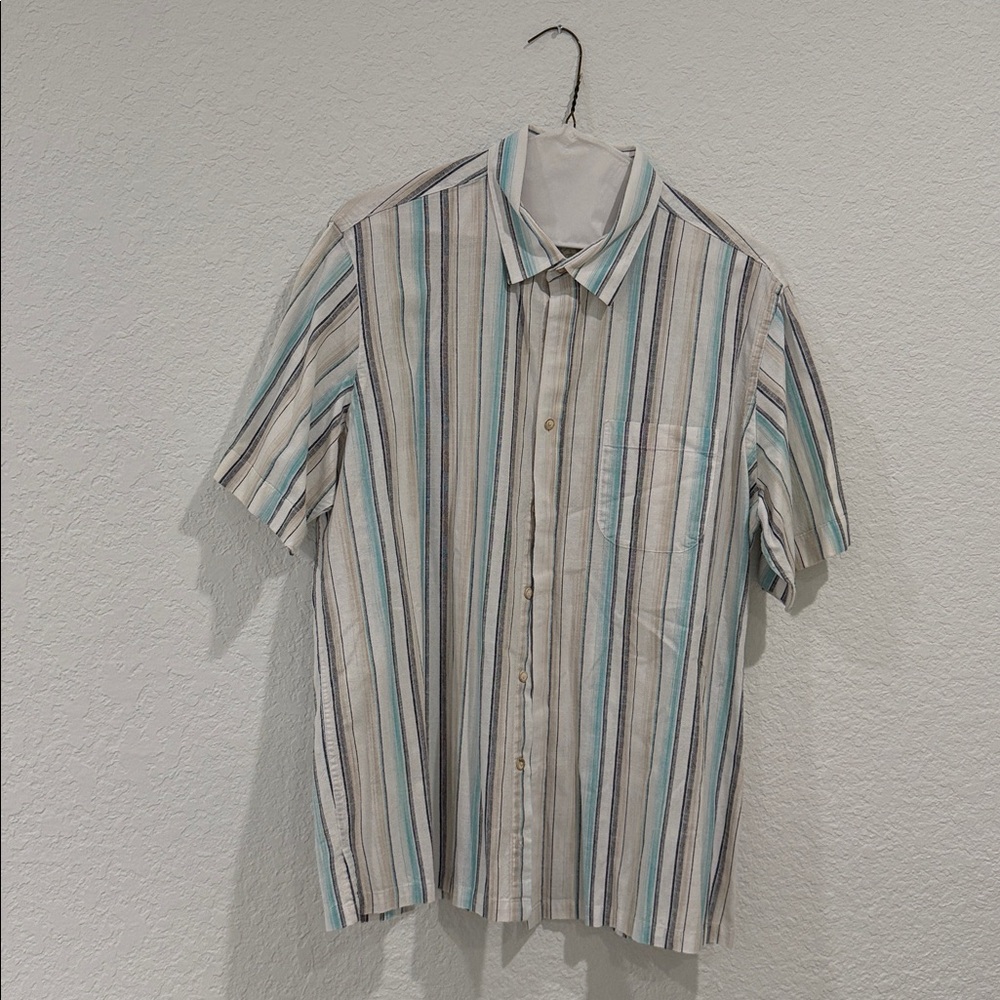 Striped Short Sleeve Button-Up Shirt